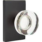 Emtek Modern Disc Passage Door Knob Set with Modern Rectangular Rose from the Brass Modern Crystal Collection Flat Black