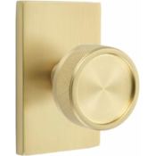 Emtek Passage Select Conical Knurled Knob with Modern Rectangular Rosette Satin Brass