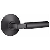 Emtek Hercules Right Handed Privacy Door Lever Set with Modern Rose from the Brass Modern Collection Flat Black
