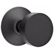 Emtek Round Privacy Door Knob Set with Modern Rose from the Brass Modern Collection Flat Black