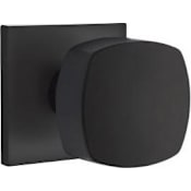 Emtek Freestone Privacy Door Knob Set with Square Rose from the Urban Modern Collection Flat Black
