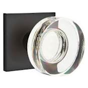 Emtek Modern Disc Privacy Door Knob Set with Square Rose from the Brass Modern Crystal Collection Flat Black