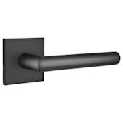 Emtek Stuttgart Right Handed Privacy Door Lever Set with Square Rose from the Brass Modern Collection Flat Black