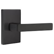 Emtek Dumont Right Handed Privacy Door Lever Set with Modern Rectangular Rose from the Brass Modern Collection Flat Black