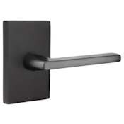 Emtek Helios Left Handed Privacy Door Lever Set with Modern Rectangular Rose Flat Black