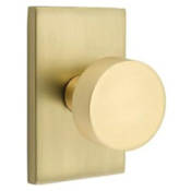 Emtek Round Knobset Privacy Door Knob Set with Modern Rectangular Rose Satin Brass