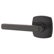 Emtek Freestone Left Handed Privacy Door Lever Set with Urban Modern Rose from the Urban Modern Collection Oil Rubbed Bronze