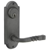 Emtek 8-1/8" Height #5 Style Sideplate Wrought Steel Dummy Keyed Set Flat Black