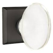 Emtek Hampton Glass Reversible Non-Turning Two-Sided Dummy Door Knob Set from the Rustic Modern Bronze Collection Flat Black