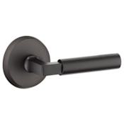 Emtek Bryce Privacy Door Lever Set from the Rustic Sandcast Bronze Collection Flat Black Bronze