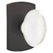 Emtek Hampton Glass Privacy Door Knob Set from the Rustic Modern Bronze Collection Flat Black
