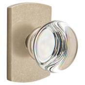 Emtek Providence Crystal Privacy Door Knob with Sandcast Bronze Rosette Tumbled White Bronze