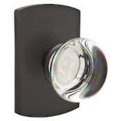 Emtek Providence Crystal Privacy Door Knob with Sandcast Bronze Rosette Flat Black