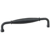 Emtek Normandy 4 Inch Center to Center Handle Cabinet Pull from the Wrought Steel Collection Flat Black