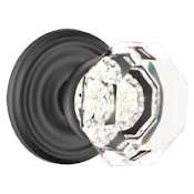 Emtek Old Town Non-Turning Two-Sided Dummy Door Knob Set with Regular Rose from the Brass Crystal Collection Flat Black