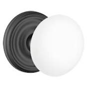 Emtek Ice White Reversible Non-Turning Two-Sided Dummy Door Knob Set from the Porcelain Collection Flat Black
