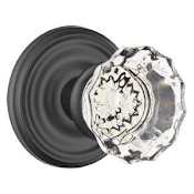 Emtek Astoria Clear Crystal Passage Knobset with Brass Rosette Flat Black