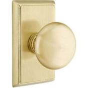 Emtek Providence Passage Door Knob Set with Rectangular Rose from the Brass Classic Collection Satin Brass
