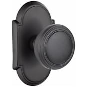 Emtek Norwich Privacy Door Knob Set with Type 8 Rose from the Classic Brass Collection Flat Black