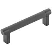 Emtek Knurled 4 Inch Center to Center Bar Cabinet Pull with Rectangular Stem from the SELECT Collection Flat Black / Flat Black Stem