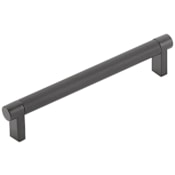 Emtek Knurled 6 Inch Center to Center Bar Cabinet Pull with Rectangular Stem from the SELECT Collection Flat Black / Flat Black Stem