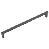 Emtek Knurled 12 Inch Center to Center Bar Appliance Pull with Rectangular Stem from the SELECT Collection Flat Black / Flat Black Stem