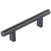 Emtek Smooth 3-1/2 Inch Center to Center Bar Cabinet Pull with Rectangular Bar Stem from the SELECT Collection Flat Black / Flat Black Stem