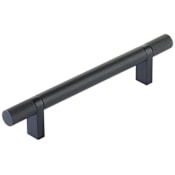 Emtek Knurled 5 Inch Center to Center Bar Cabinet Pull with Rectangular Bar Stem from the SELECT Collection Flat Black / Flat Black Stem