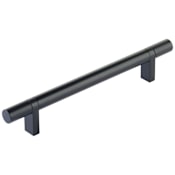 Emtek Smooth 6 Inch Center to Center Bar Cabinet Pull with Rectangular Bar Stem from the SELECT Collection Flat Black / Flat Black Stem
