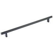 Emtek Smooth 12 Inch Center to Center Bar Cabinet Pull with Rectangular Bar Stem from the SELECT Collection Flat Black / Flat Black Stem