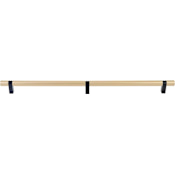 Emtek Smooth 24 Inch Satin Brass Center to Center Bar Appliance Pull with Rectangular Bar Stem and Choice of Stem Finish from the SELECT Collection Satin Brass / Flat Black Stem