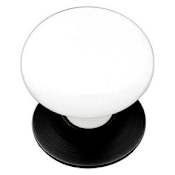 Emtek Porcelain - Ice White 1-3/8 Inch Mushroom Cabinet Knob Flat Black