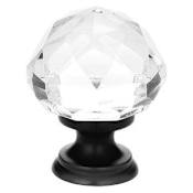 Emtek Diamond Glass 1 Inch Mushroom Cabinet Knob Flat Black