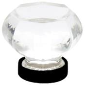 Emtek Old Town Glass 1-1/4 Inch Geometric Cabinet Knob Flat Black