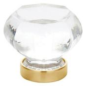 Emtek Old Town Glass 1-1/4 Inch Geometric Cabinet Knob Satin Brass
