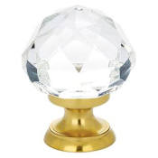 Emtek Diamond Glass 1-1/4 Inch Mushroom Cabinet Knob Polished Brass