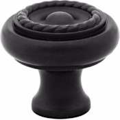 Emtek Rope 1-1/4 Inch Mushroom Cabinet Knob Flat Black