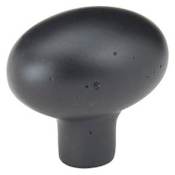 Emtek Sandcast Egg 1-3/4 Inch Oval Cabinet Knob from the Sandcast Bronze Collection Flat Black