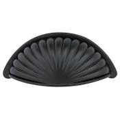 Emtek Tuscany Fluted 4 Inch Center to Center Cup Cabinet Pull from the Tuscany Bronze Collection Flat Black