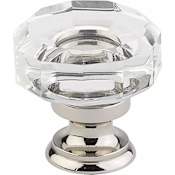 Emtek Lowell Glass 1-3/8 Inch Mushroom Cabinet Knob Polished Nickel