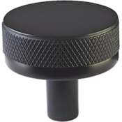 Emtek Knurled 1-1/4 Inch Mushroom Cabinet Knob with Conical Stem from the SELECT Collection Flat Black / Flat Black Stem