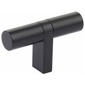 Emtek Smooth 2-1/4 Inch Bar Cabinet Knob with Rectangular Bar Stem from the SELECT Collection Flat Black / Flat Black Stem