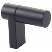 Emtek Smooth 1-1/2 Inch Long Finger Cabinet Pull with Rectangular Stem from the SELECT Collection Flat Black / Flat Black Stem