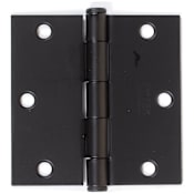 Emtek 3.5" x 3.5" Square Corner Plain Bearing Mortise Hinge - Pair Flat Black