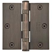 Emtek 3-1/2" x 3-1/2" Plated Steel Heavy Duty Square Corner Ball Bearing Hinges - Pair Oil Rubbed Bronze