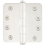 Emtek 4.5" x 4.5" Solid Brass 1/4" Radius Corner Plain Bearing Mortise Hinge - Pair Polished Nickel