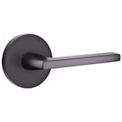 Emtek Helios Privacy Door Lever Set with Disk Rose and Concealed Screws from the Brass Modern Collection Flat Black