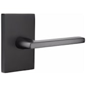 Emtek Helios Privacy Door Lever Set with Modern Rectangular Rose and Concealed Screws from the Brass Modern Collection Flat Black