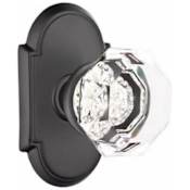 Emtek Old Town Passage Door Knob Set with Type 8 Rose and Concealed Screws from the Crystal Collection Flat Black