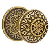 Emtek Lancaster Knob Designer Brass Passage Door Knobset with the Concealed Screws French Antique